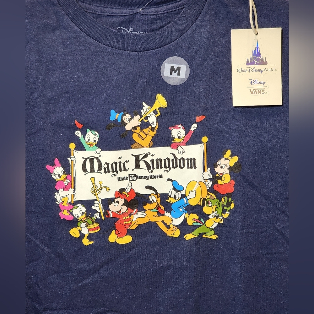 Disney VANS - KIDS Navy Blue Magic Kingdom T-Shirt - WDW 50th - Size M - NWT - Picture 3 of 7